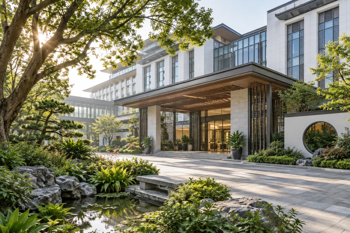Illustrative view of a Chinese medicine hospital in Guangzhou